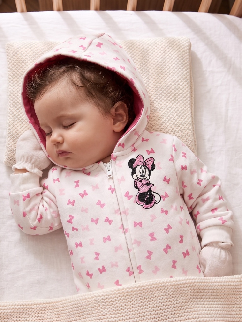 Disney Baby Pink Minnie Mouse Hooded Zip-Up Sweater